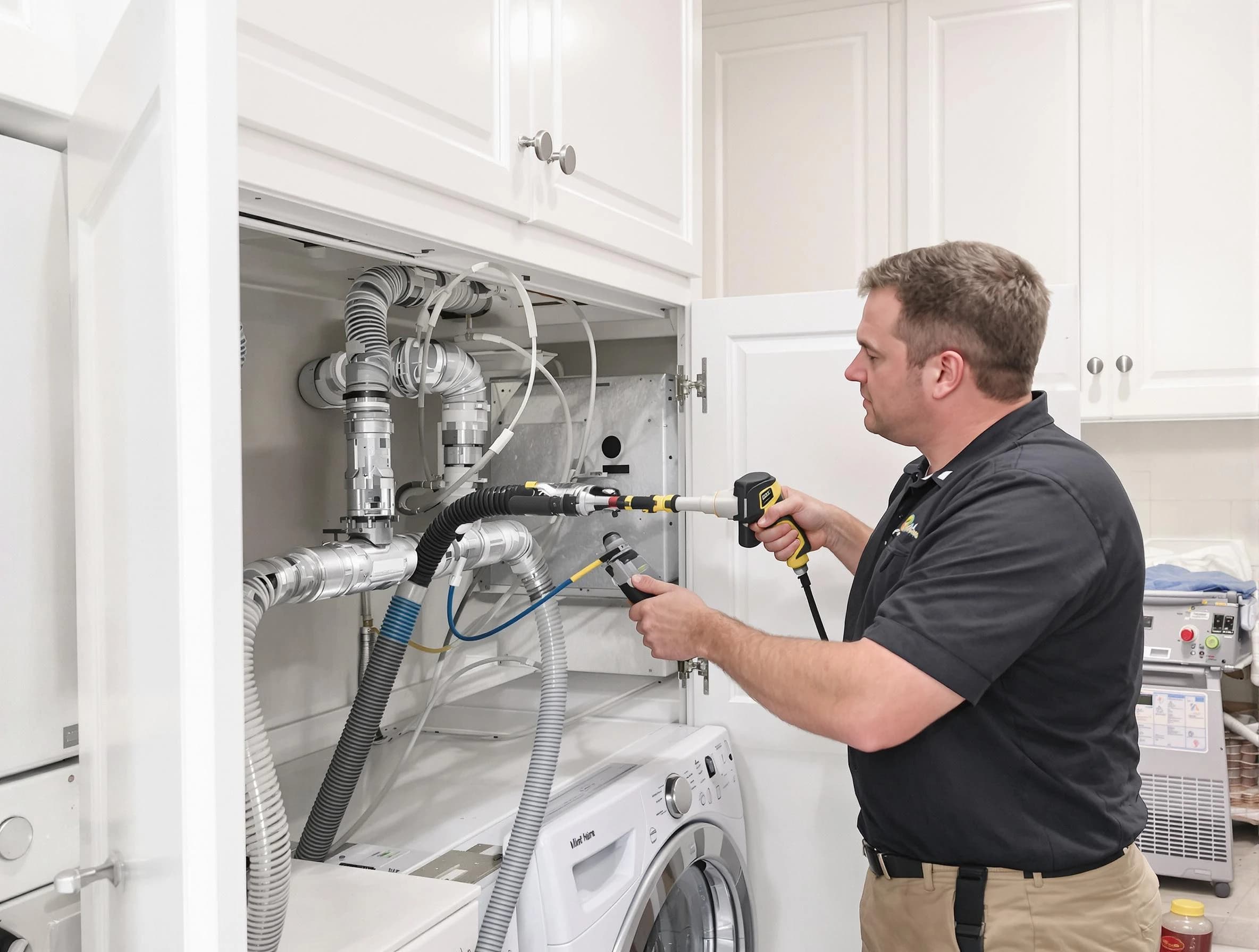 Bennett Dryer Vent Cleaning professional removing severe blockage from a clogged dryer vent in Bennett