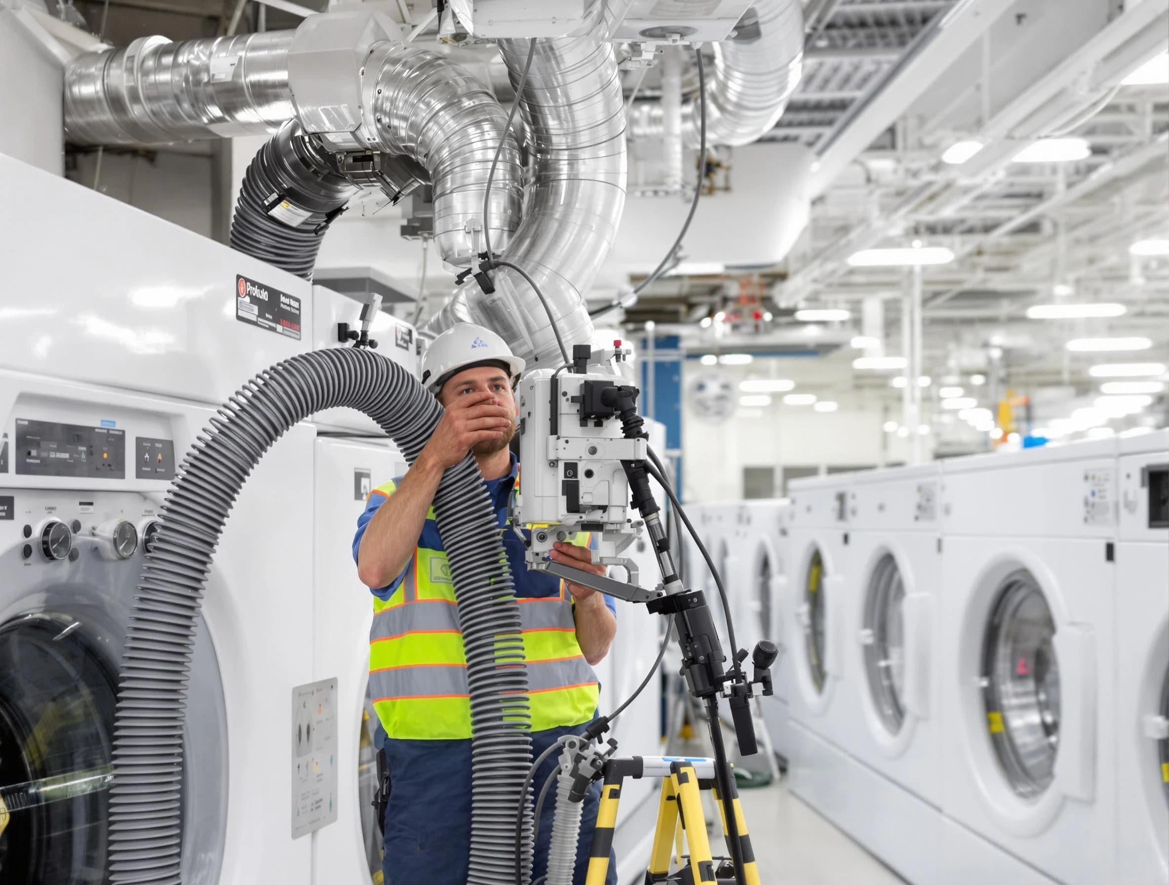 Bennett Dryer Vent Cleaning team performing commercial-grade dryer vent cleaning at a business facility in Bennett