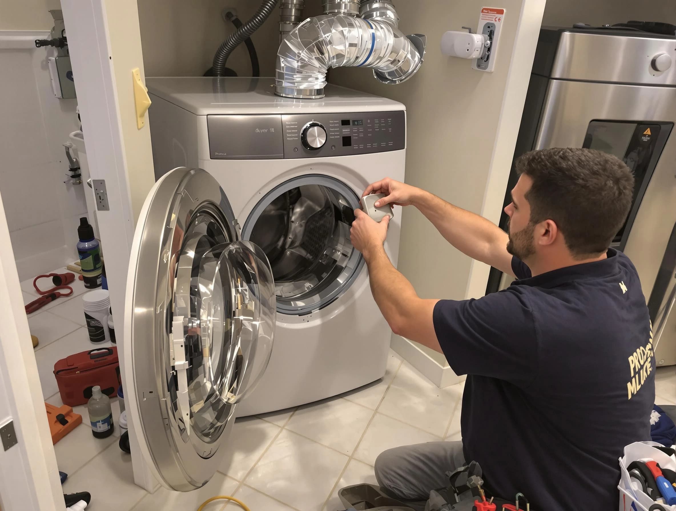Bennett Dryer Vent Cleaning technician performing precise dryer vent hose installation in Bennett