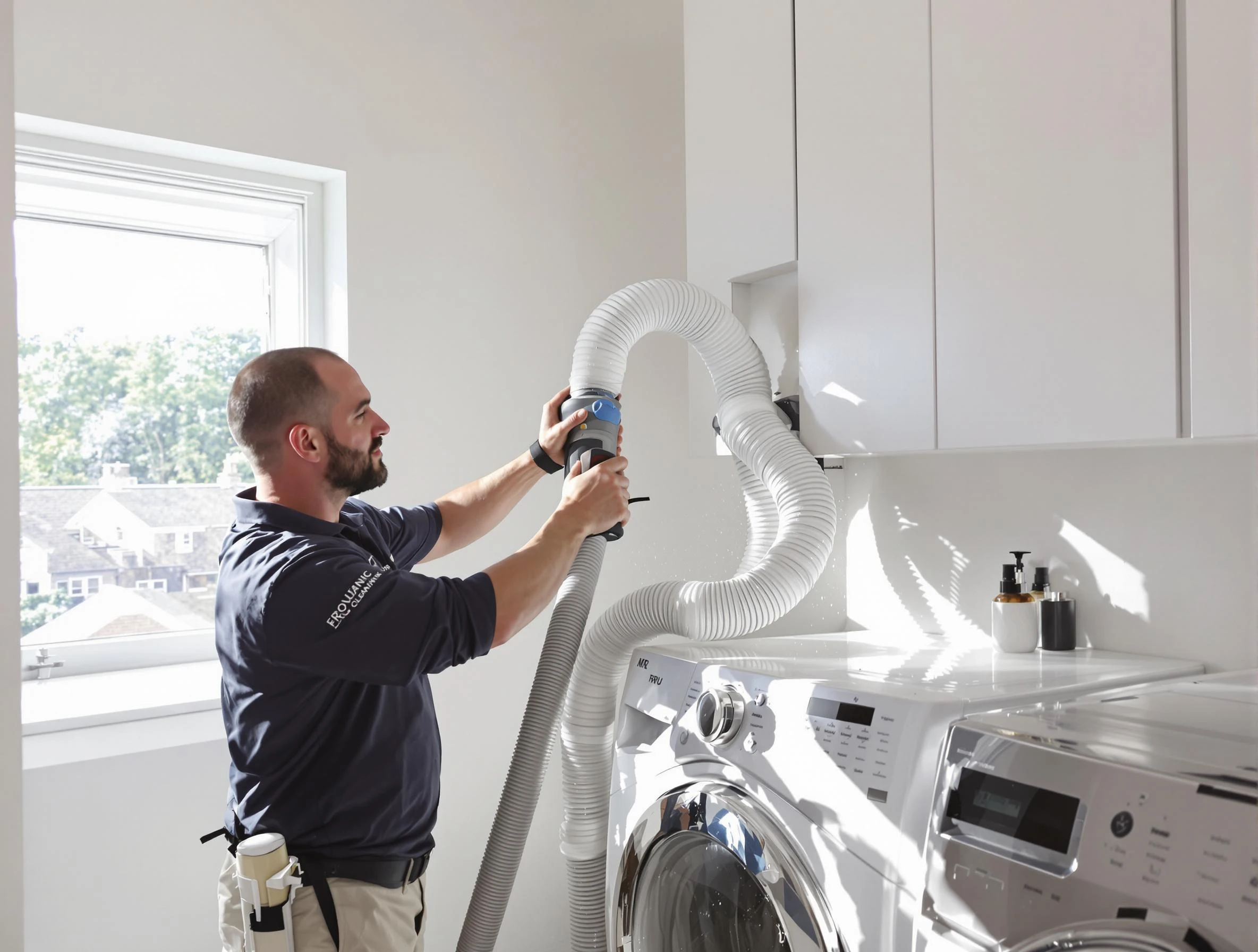 Certified Bennett Dryer Vent Cleaning technician performing dryer vent cleaning in Bennett